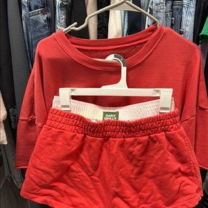 Red Daily Drills Sweatshirt and Shorts Set